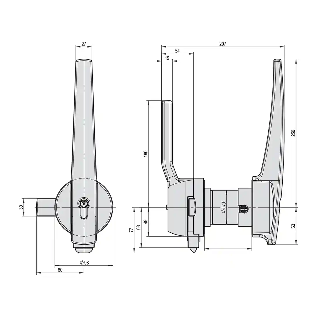 StuV-Kühlraumtürverschluss Optional - 80 mm - links